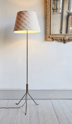 Our Howe Home Campari Floor Lamp is handmade in England in solid brass and designed to pair with our Thimble Print paper lampshades.