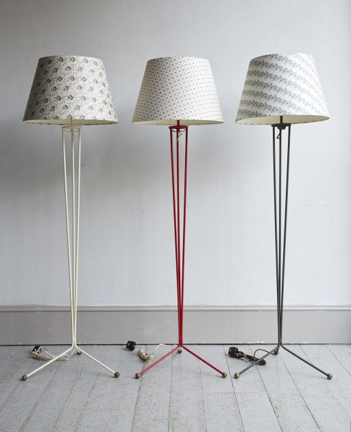 Our Howe Home Pylon Floor Lamp has a modern design with little wooden ball feet, and is made by hand in England from tubular steel.