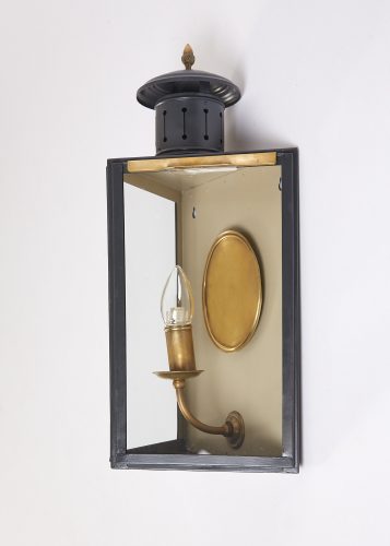 Traditionally handmade brass lantern by HOWE London, with a triangular design for compact spaces. Made to order and crafted by hand in England.