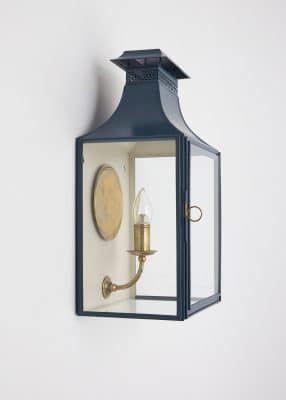 A grand wall lantern with a pagoda rood, available in three sizes and made to order by HOWE London.