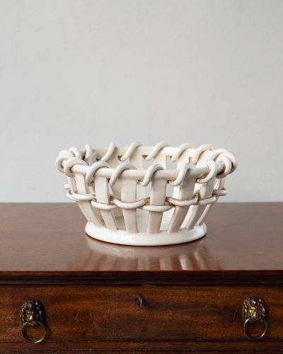 5922 French Porcelain woven bread or fruit basket-260