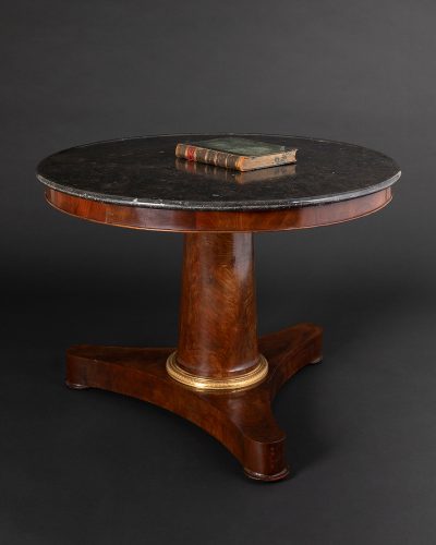 HL4722 Mahogany Gueridon Table with fossil black marble-142