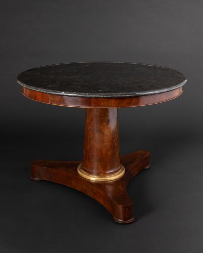 HL4722 Mahogany Gueridon Table with fossil black marble-145