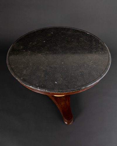 HL4722 Mahogany Gueridon Table with fossil black marble-146