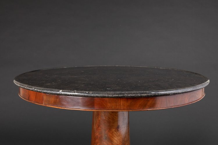 HL4722 Mahogany Gueridon Table with fossil black marble-174