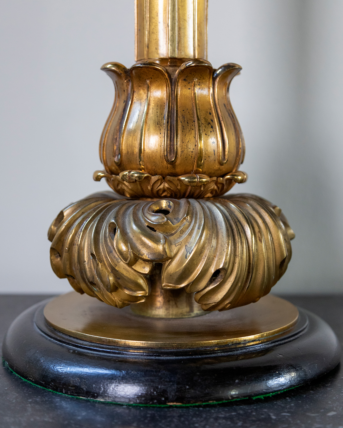 A Pair of William IV Gilt Brass Table Lamps