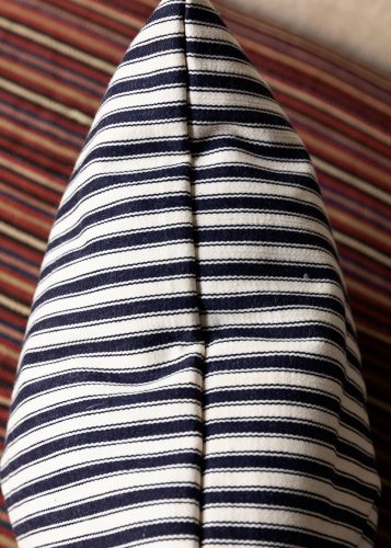 HB900493 Square Ticking Cushion in Navy and White Stripes-551
