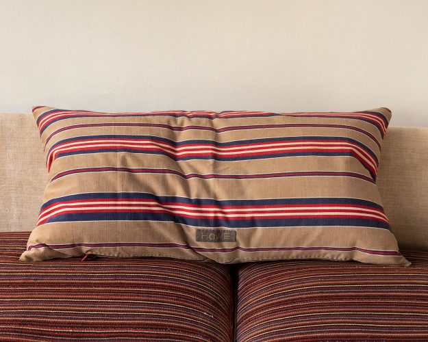 HB900493 Ticking Pillow in Beige Navy And Red Stripes-567