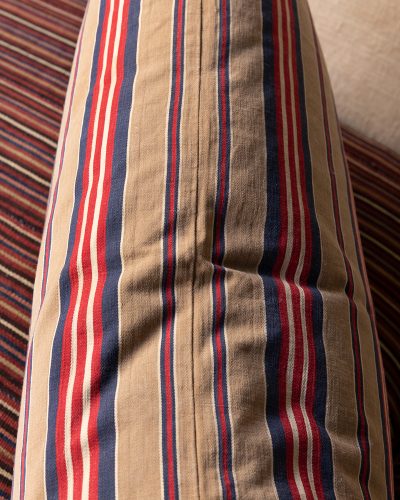 HB900493 Ticking Pillow in Beige Navy And Red Stripes-568