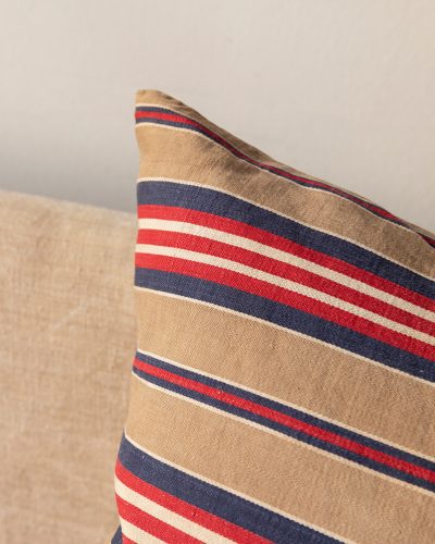 HB900493 Ticking Pillow in Beige Navy And Red Stripes-569
