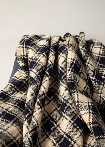 HL5937 Checkered Navy and White Camel Hair throw -374