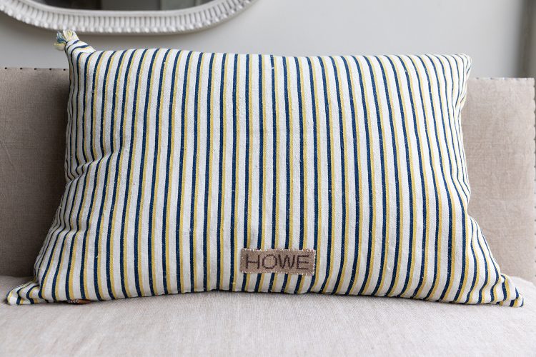 0498 Square Ticking Cushion in Navy and Cream-3006