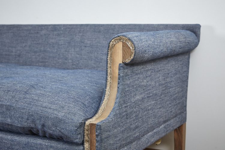 A corner Greyhound Sofa, traditionally made by hand in the UK by HOWE London