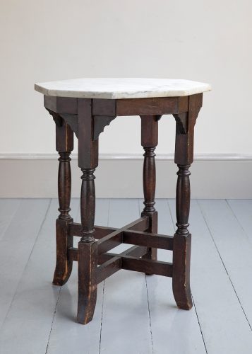 HL6502 Victorian dark stained oak octagonal occasional table-6475