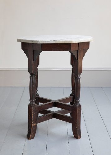 HL6502 Victorian dark stained oak octagonal occasional table-6476