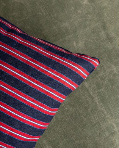 HB900536 Ticking Cushion in Navy and Red-8070