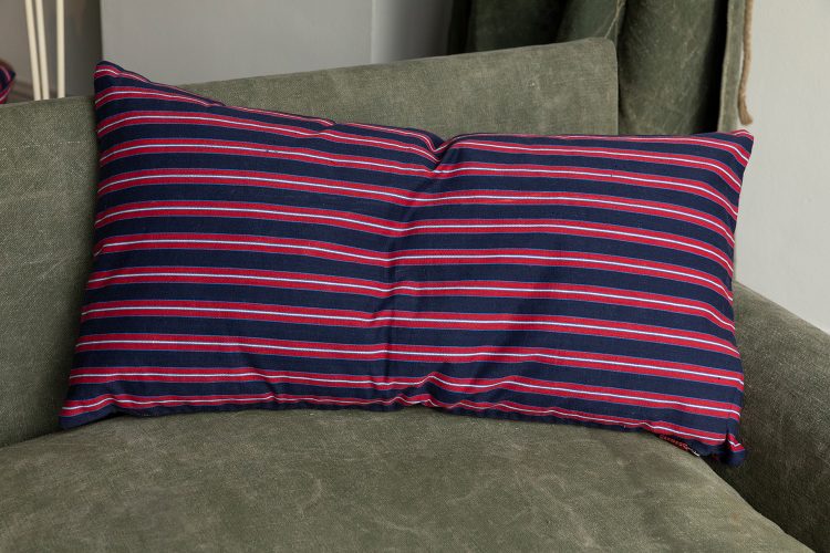 HB900536 Ticking Cushion in Navy and Red-8073