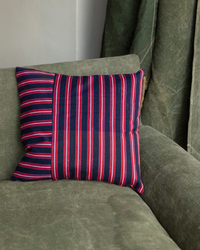HB900563 Ticking Cushion With Navy and Red-8081