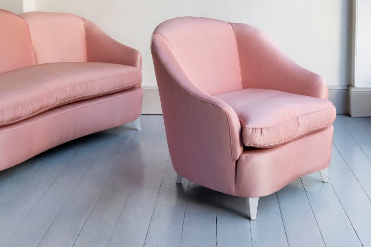 HL5322 Pink Silk settee and armchair suite-7924