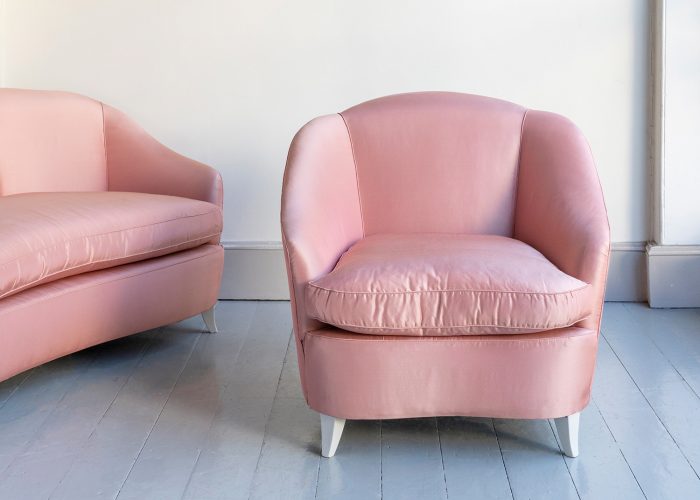 HL5322 Pink Silk settee and armchair suite-7936