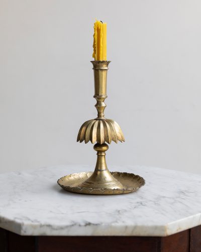 HL6349 A small antique brass Ottoman style candlestick-6461
