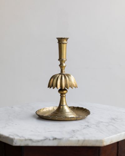 HL6349 A small antique brass Ottoman style candlestick-6461b