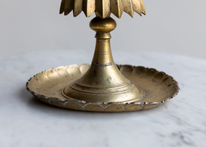 HL6349 A small antique brass Ottoman style candlestick-6462