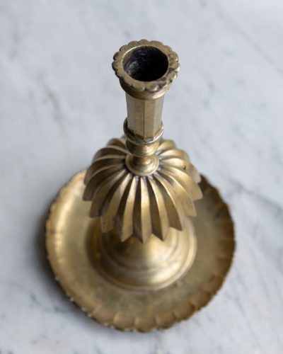 HL6349 A small antique brass Ottoman style candlestick-6468