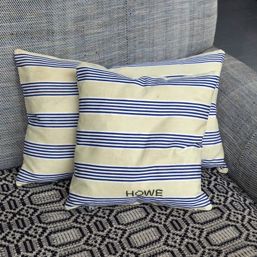 HB900583 Ticking Cushion in Blue and Cream 583-13521