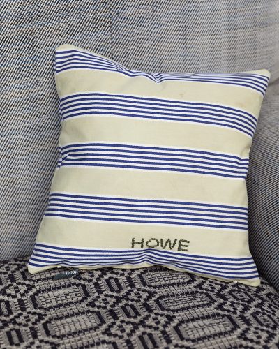 HB900584 Ticking Cushion in Blue and Cream 584-13528