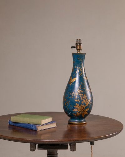 HL6669 Early C20th Blue and Gilt Baluster Lamp-19450