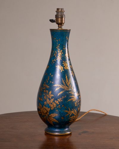 HL6669 Early C20th Blue and Gilt Baluster Lamp-19451