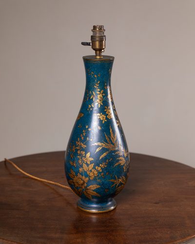 HL6669 Early C20th Blue and Gilt Baluster Lamp-19461