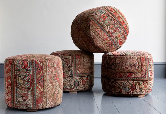 A Made by Howe Little Muffin small-sized Ottoman traditionally made in England.