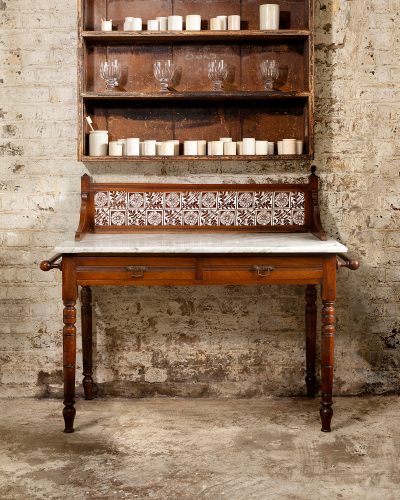 HL6773 Late Victorian Marble Top Walnut Washstand-34556